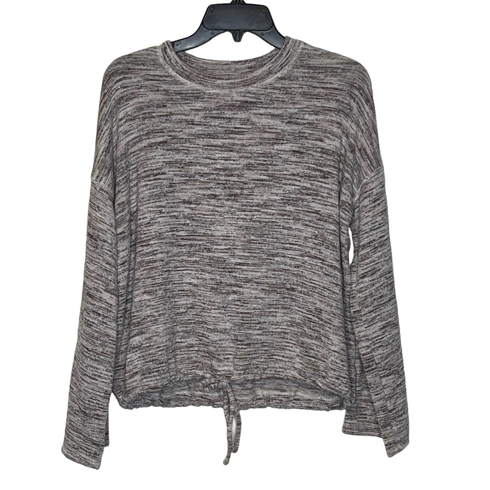 Aerie Knitted Crop Sweater Top Slouchy Flared Sleeves Drawstring Hem XS Women